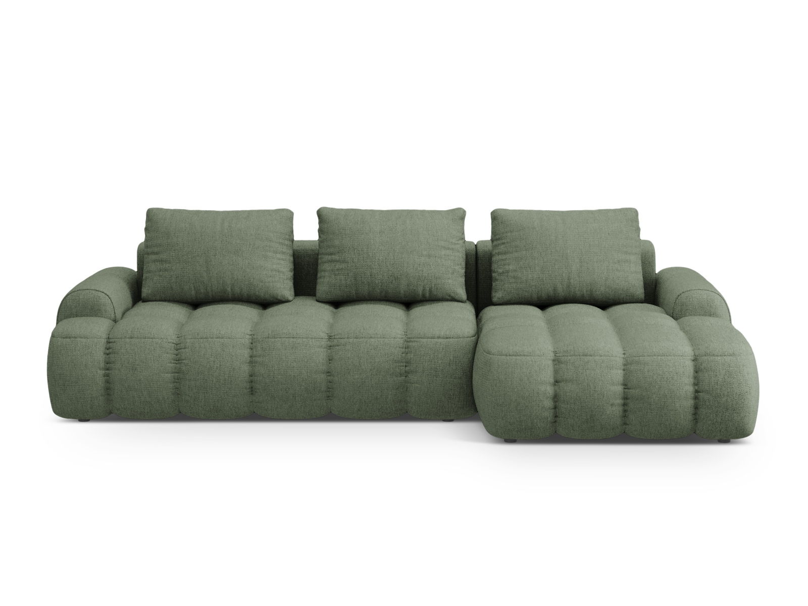 Cosmopolitan Design Ecksofa Linz 3-Sitzer mit Schlaffunktion Strukturierter Stoff Sorella Dunkles Olivgrün Rechts