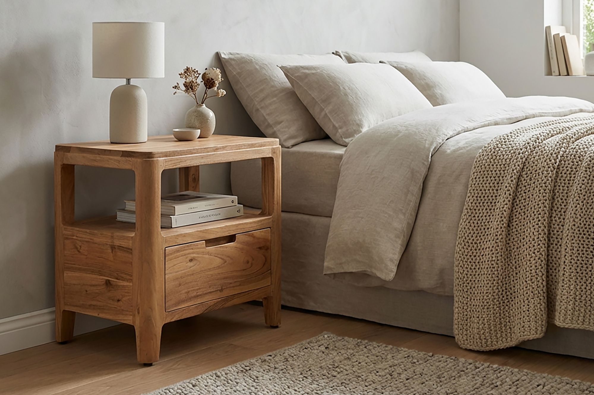 Nachttisch Slemdal Akazie Massivholz 45 × 35 × 46 cm