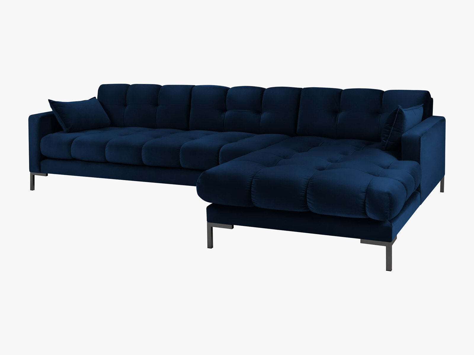 Micadoni Ecksofa Mamaia 5-Sitzer Rechts Samt Bluvel Königsblau schwarze Beine