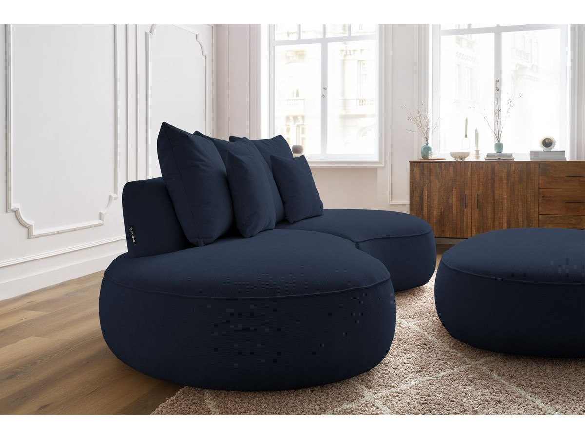 Bobochic Saint-germain Sofa 5-Sitzer mit Pouf Strukturstoff Dunkelblau