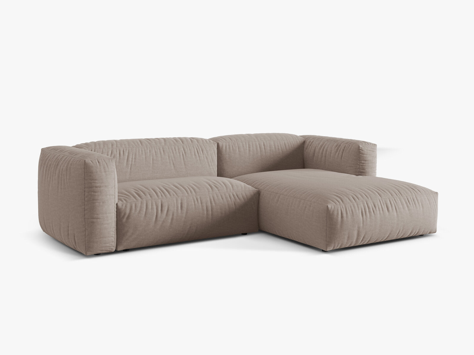 Micadoni Ecksofa Martina 2-Sitzer Rechts Strukturierter Stoff Boston Dunkelbeige