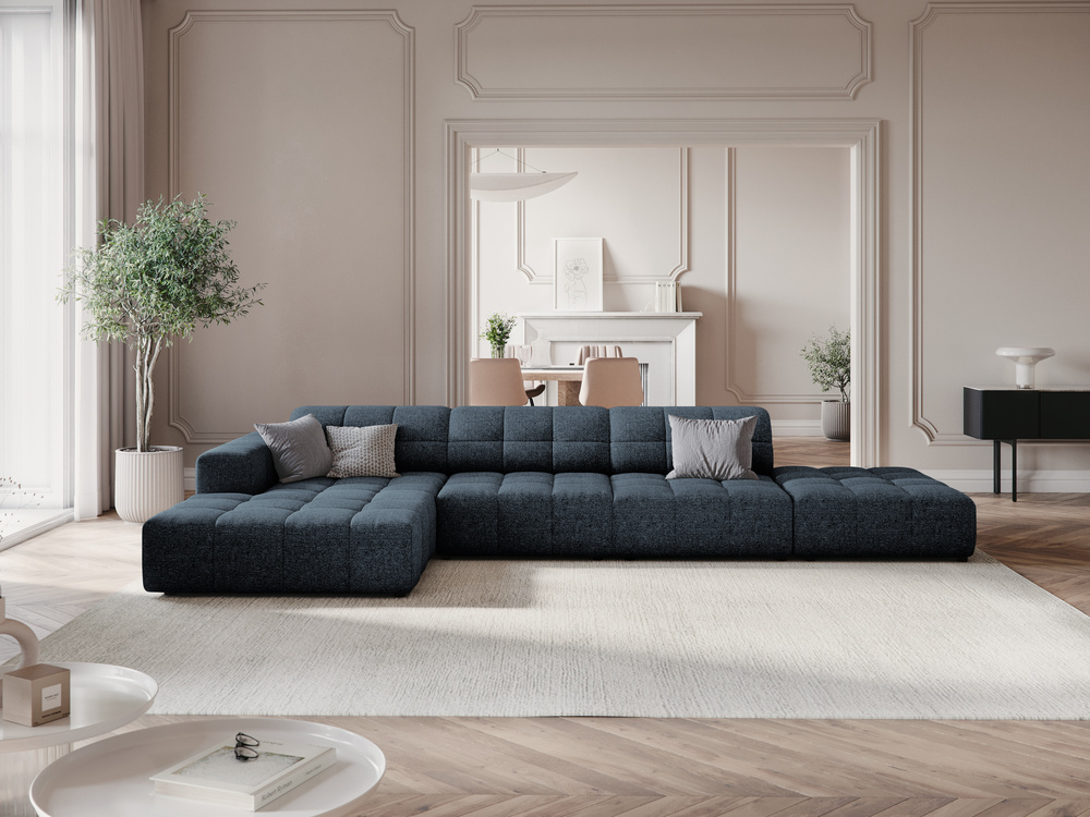 Cosmopolitan Design Ecksofa Chicago 5-Sitzer offen Chenille Haga Königsblau Links
