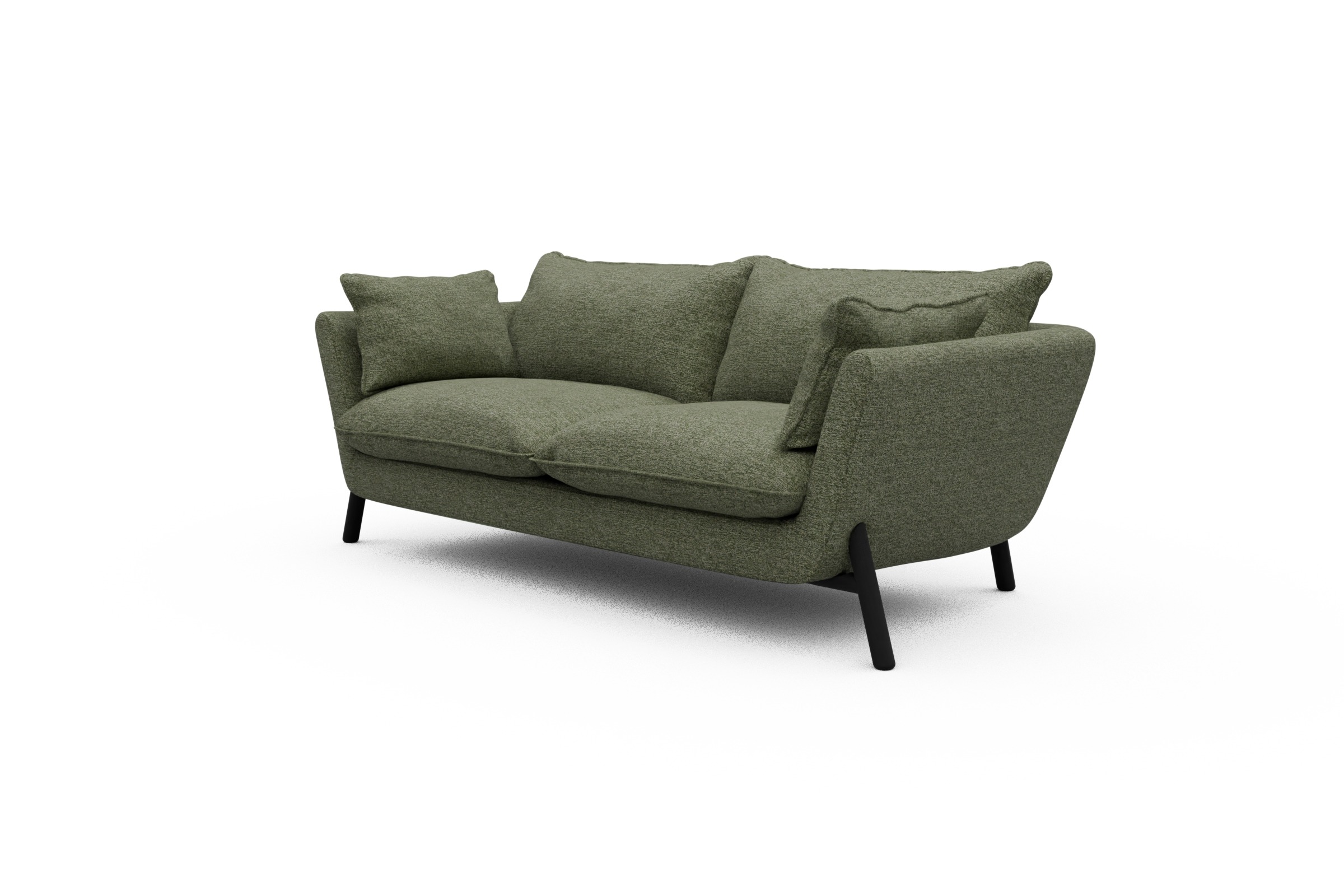 Sofa Emil PREMIUM 2-Sitzer Beinfarbe Eiche Schwarz Carreno-Vivid-Green