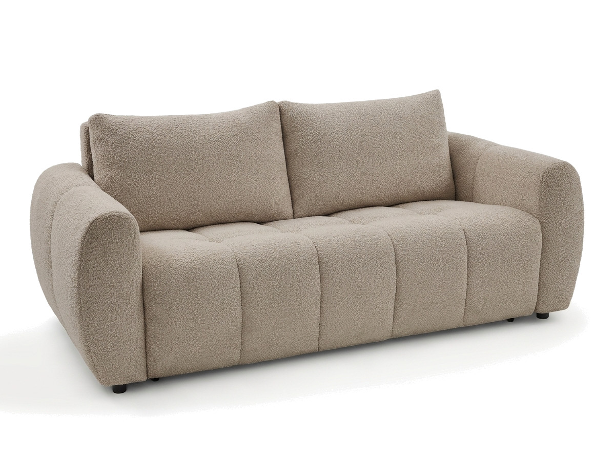 Bobochic Fuji Schlafsofa 3-Sitzer Bouclé-Stoff Beige