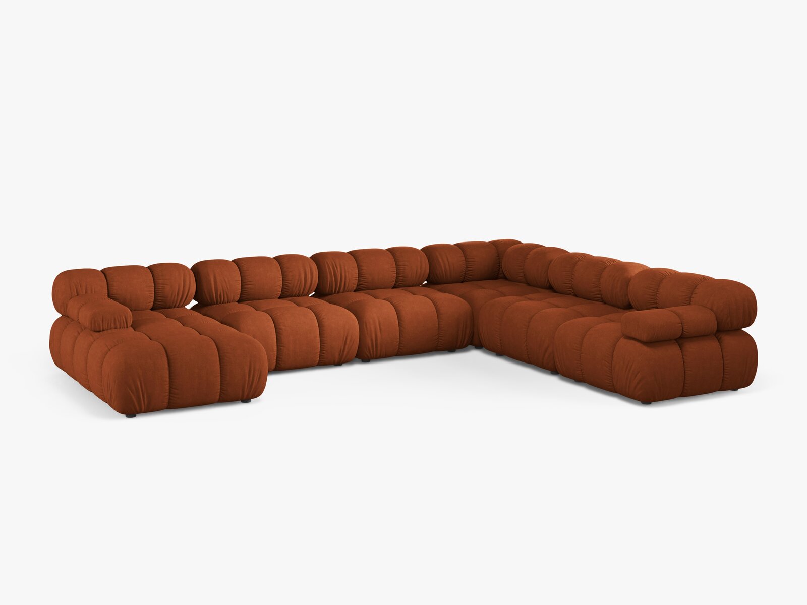 Micadoni Modulares Panorama Ecksofa Bellis 8-Sitzer Rechts Strukturierter Stoff Liberty Ziegel