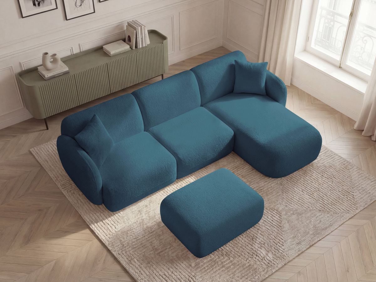 Bobochic Anda Ecksofa mit Pouf 292 × 163 cm Chenille Hellblau Ecke rechts