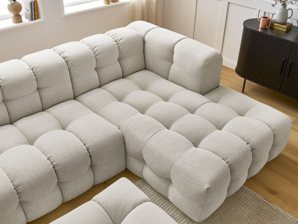 Bobochic Cloud Ecksofa mit Pouf 288 × 184 cm Stoff Beige Ecke rechts