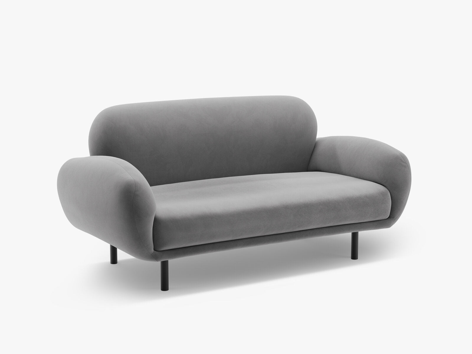 Micadoni Sofa Poppy 2-Sitzer Samt Casino Hellgrau