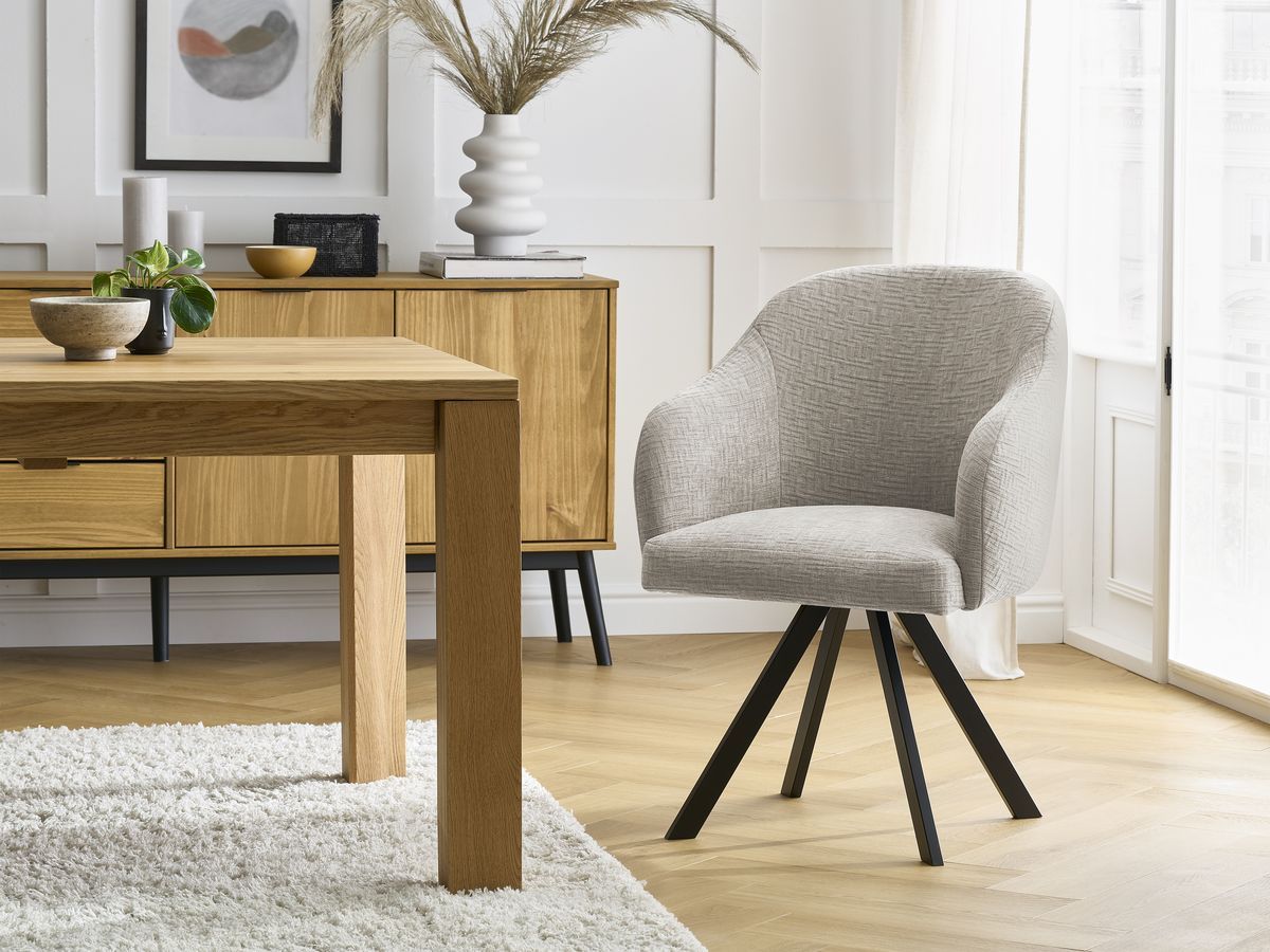 Bobochic Sophie Esszimmerstuhl mit Sternfuß Strukturstoff Beige