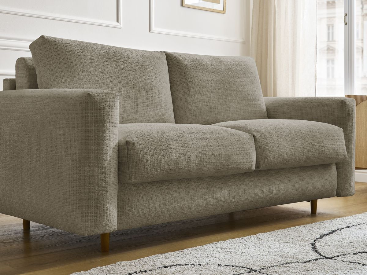 Bobochic Cocoone Schlafsofa 3-Sitzer Strukturstoff Taupe, Liegefläche 160 × 200 cm