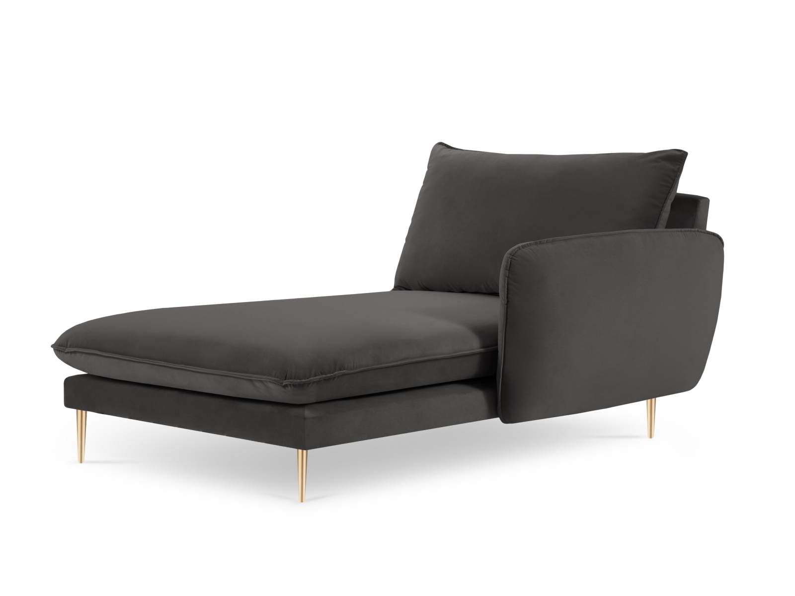 Cosmopolitan Design Chaiselongue Vienna Samt Bluvel Dunkelgrau Melange Rechts Beine Gold