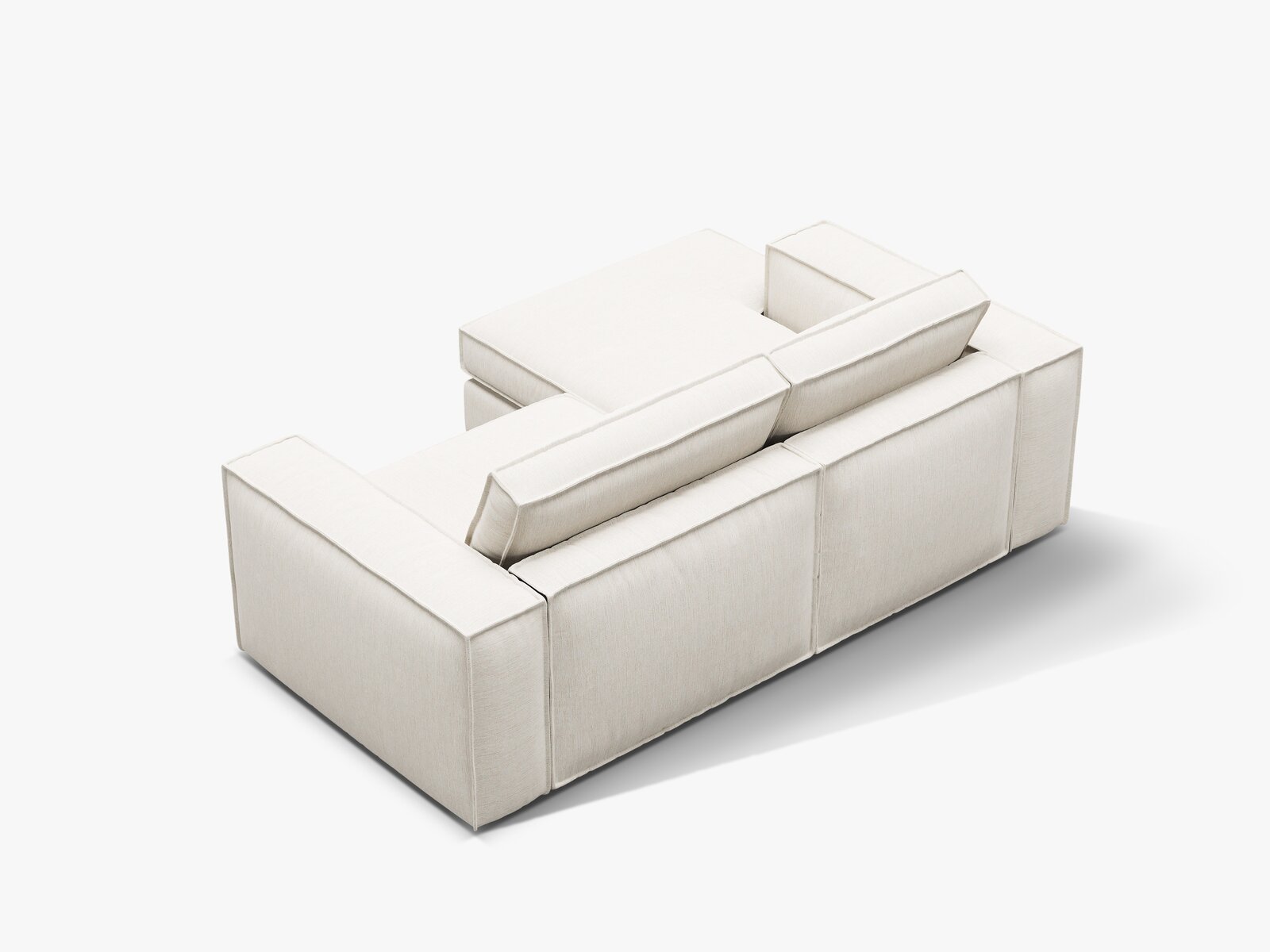Micadoni modulares Ecksofa Pola 2-Sitzer kleine Version Links Strukturierter Stoff Babel Weiß