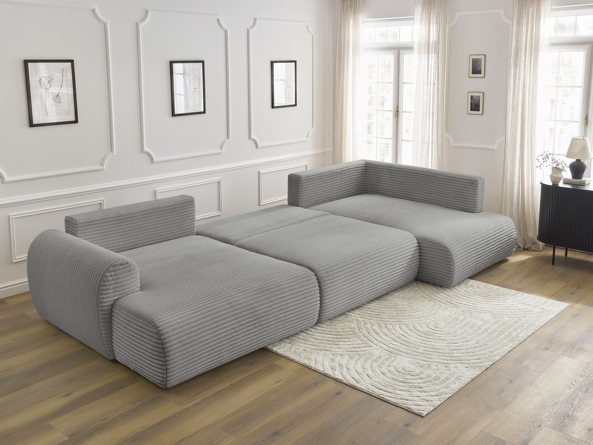 Bobochic Lucien Wohnlandschaft Breitcord weich Dunkelgrau Ecke links