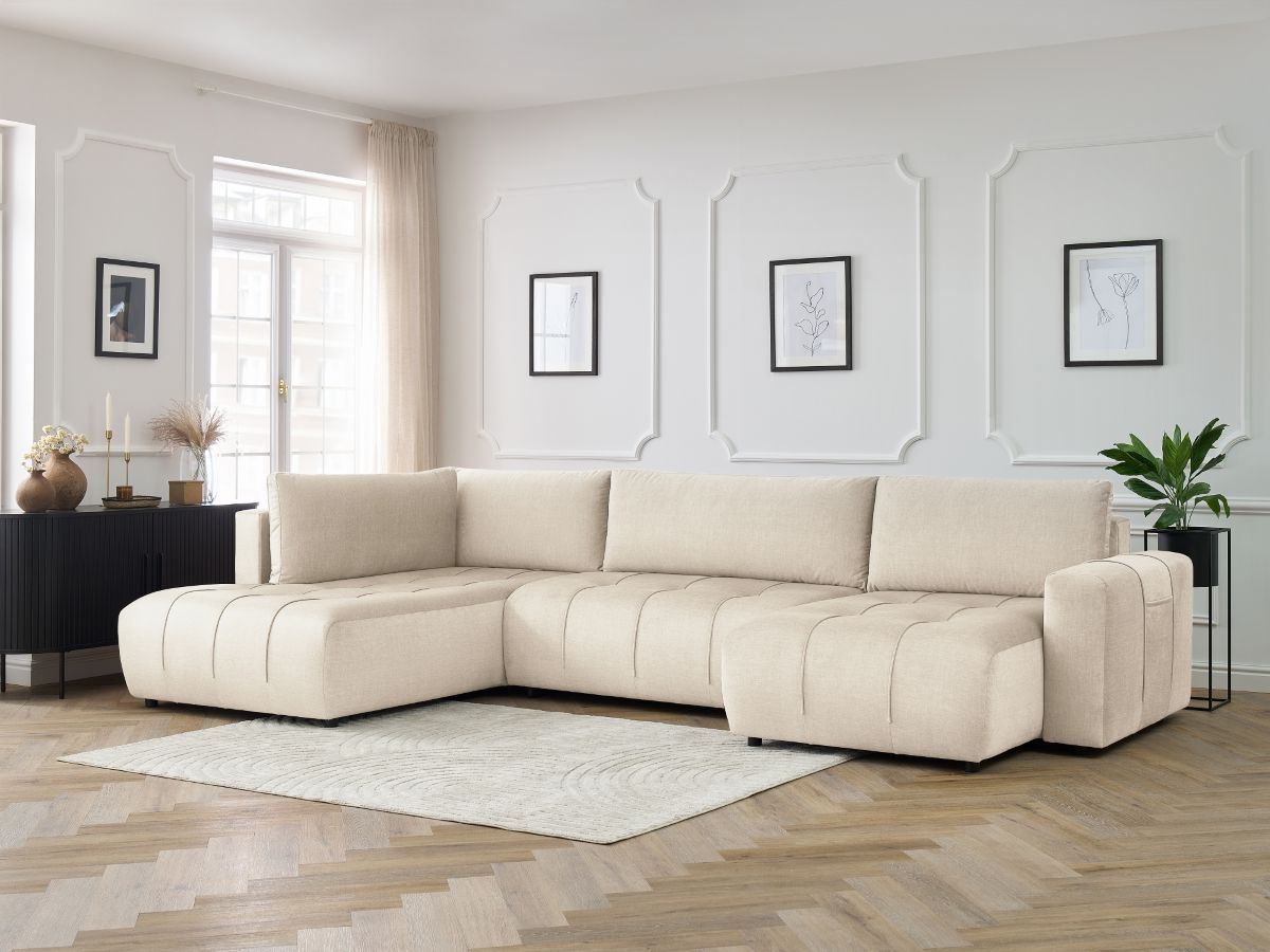 Bobochic Arsene Wohnlandschaft Samt Beige Ecke rechts
