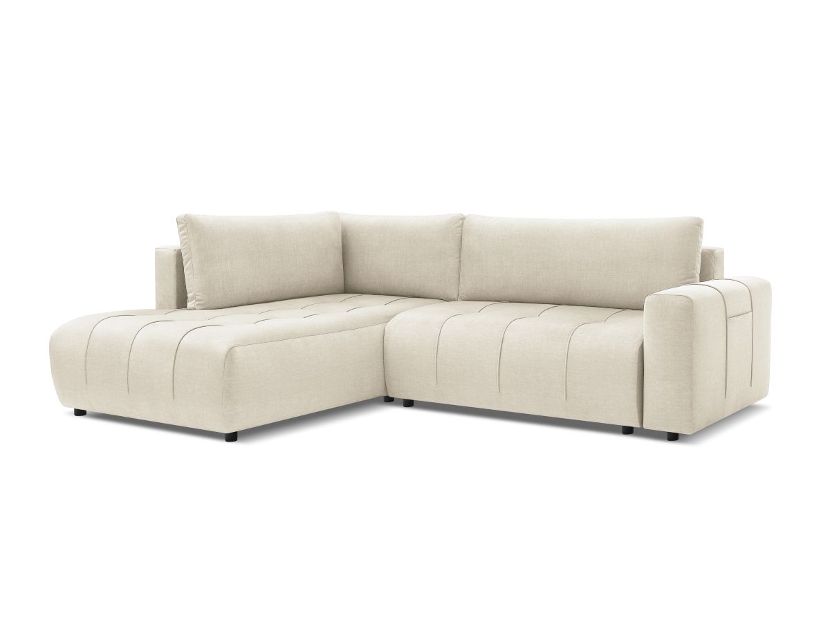 Bobochic Arsene Ecksofa mit Schlaffunktion und Bettkasten 277 × 200 cm Samt Beige Ecke links