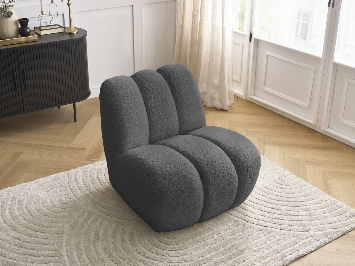 Bobochic Janissaire Sessel 81 × 90 cm Bouclé-Stoff Dunkelgrau