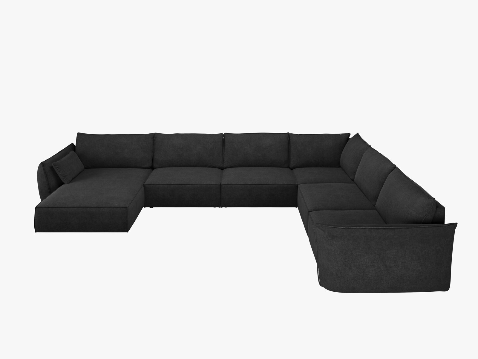 Micadoni Panorama-Ecksofa Kaelle 8-Sitzer Rechts Chenille Over The Horizon Schwarz
