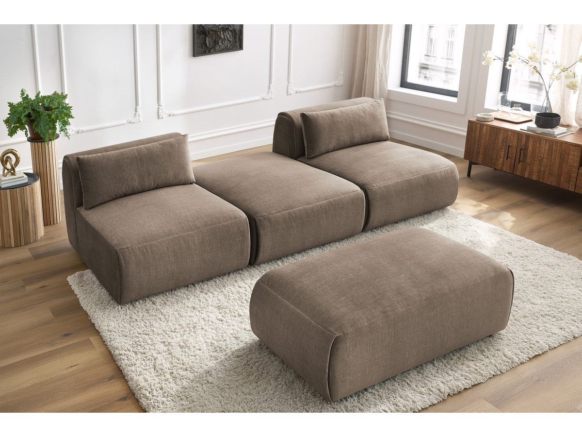 Bobochic Jeanne Sofa 4-Sitzer mit Pouf Samt Taupe