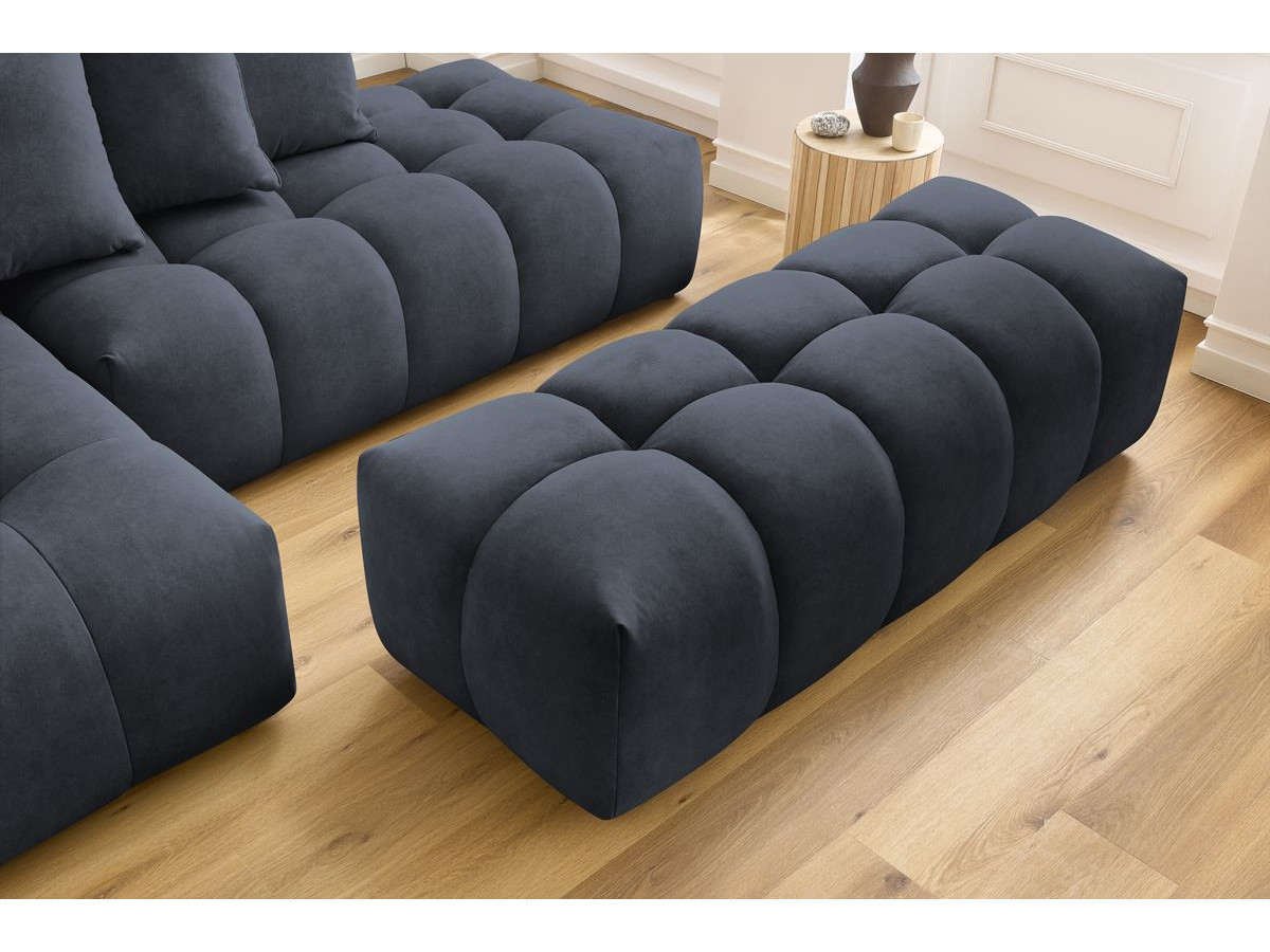 Bobochic Mont-blanc Ecksofa mit Pouf Samt Dunkelblau Ecke links