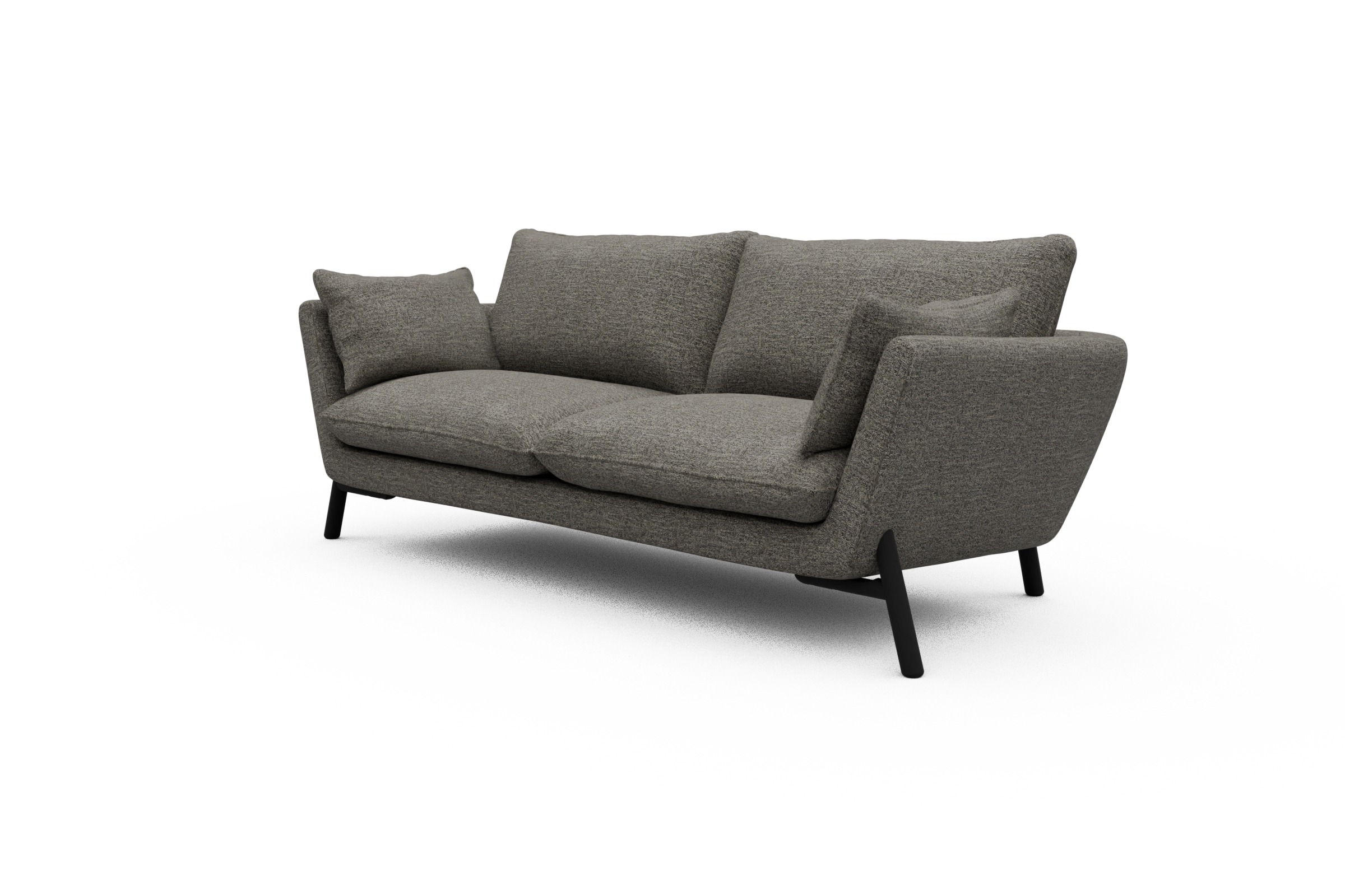 Sofa Emil 3-Sitzer Beinfarbe Eiche Schwarz Carreno-Sepie-Brown