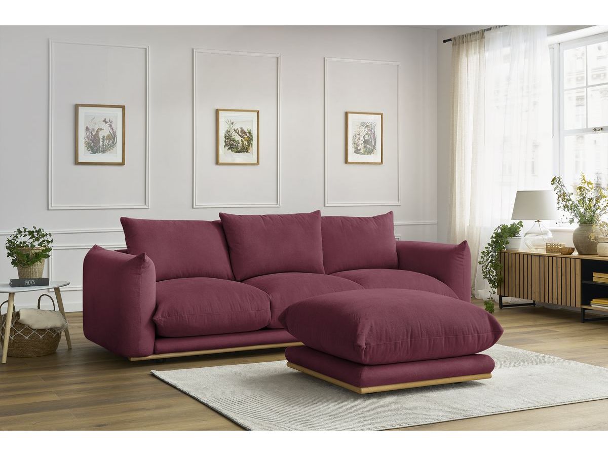 Bobochic Ernest Sofa 4-Sitzer mit Pouf Stoff Rot