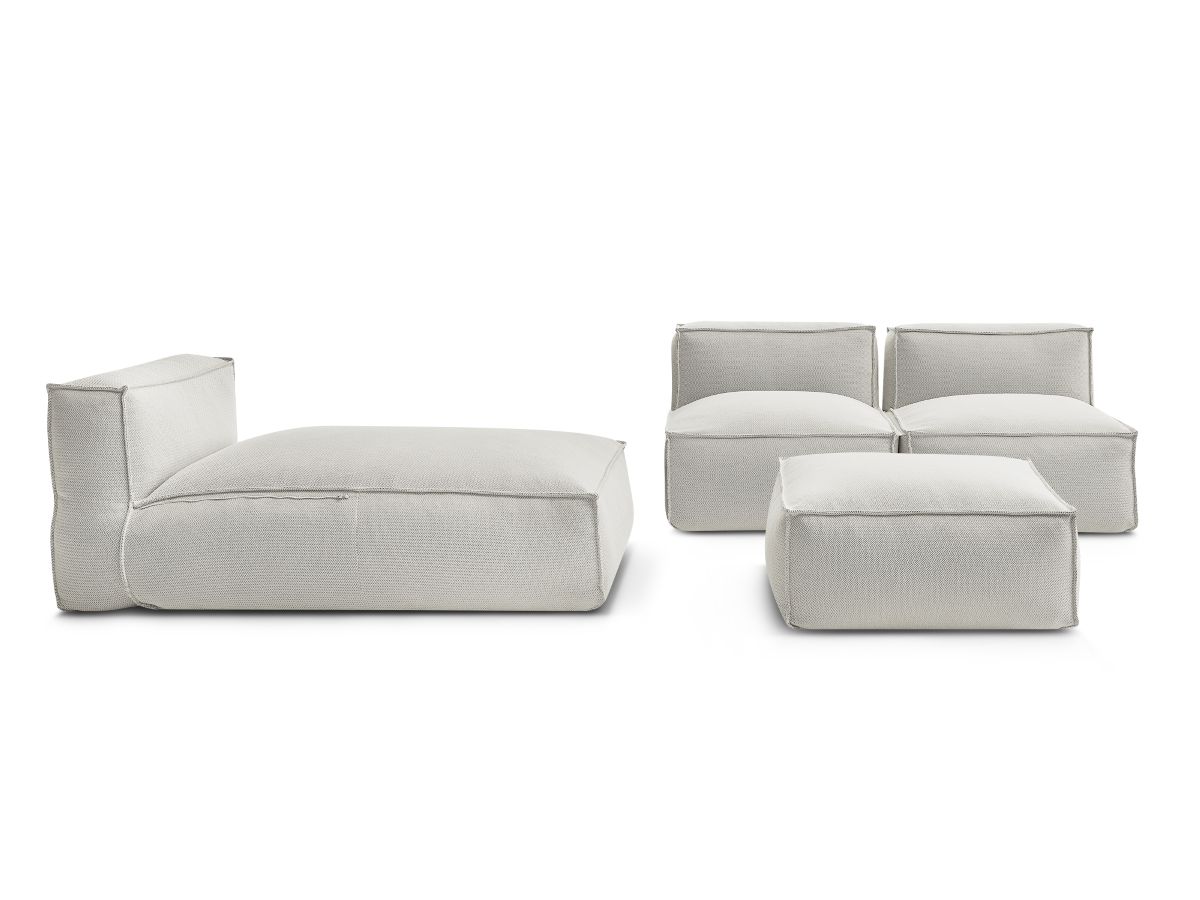 Bobochic Biarritz Gartensofa 4-Sitzer mit Pouf 252 × 168 cm Melange-Stoff Beige