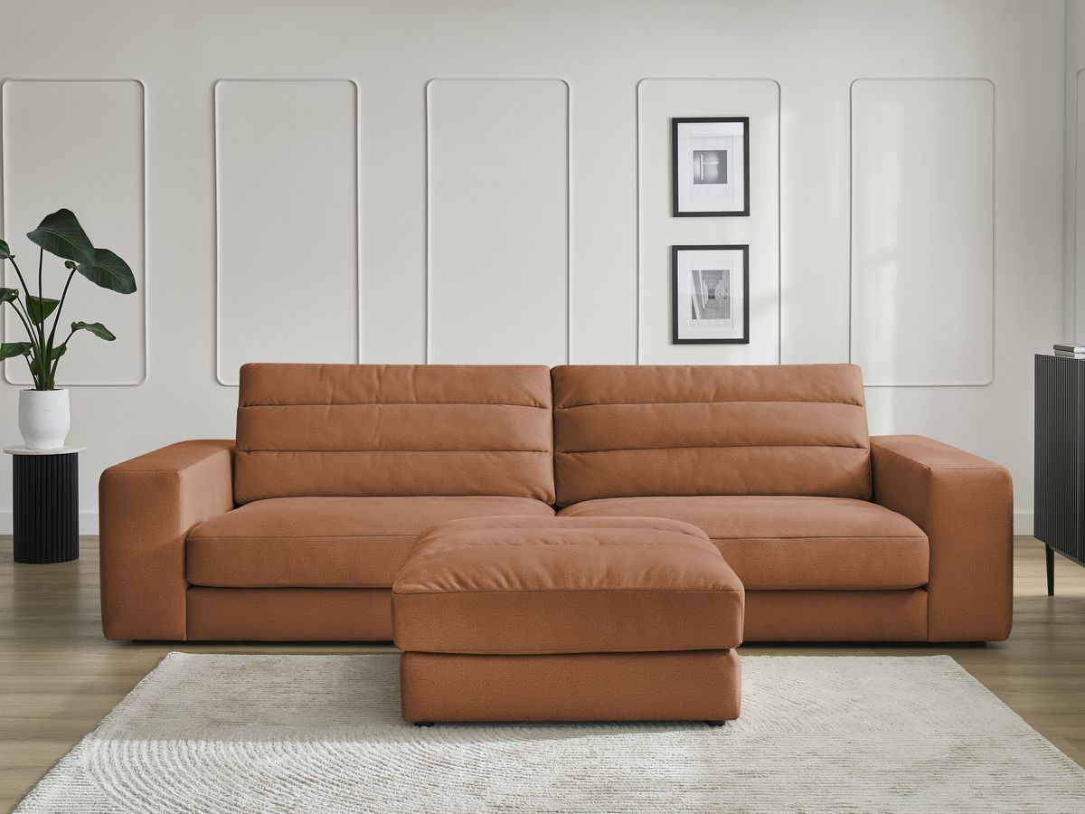 Bobochic Sierra Sofa 4-Sitzer mit Pouf Samt Orange