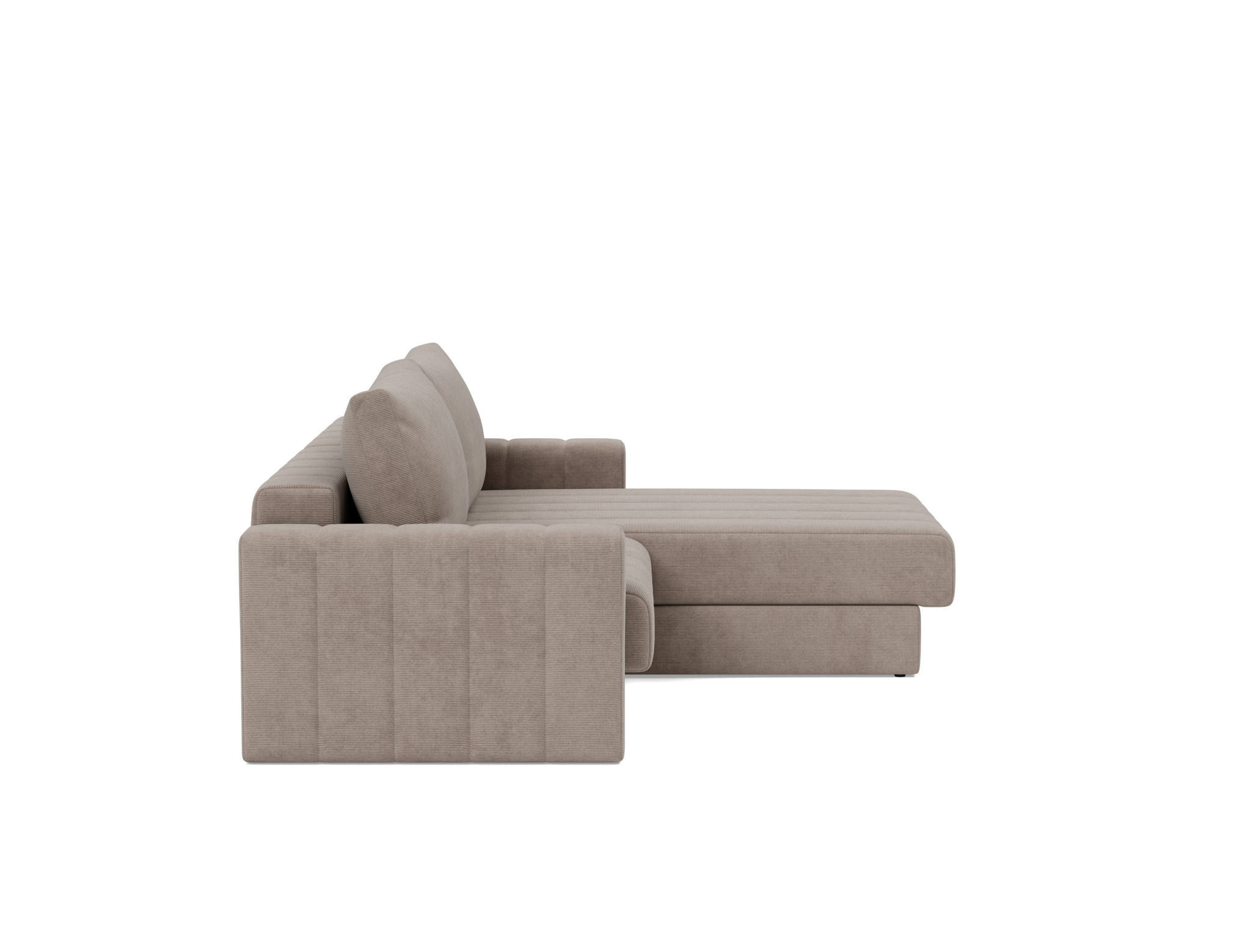 Schlafsofa Akello mit Chaiselongue und Armlehnen Kord Cordufine 318-Beige