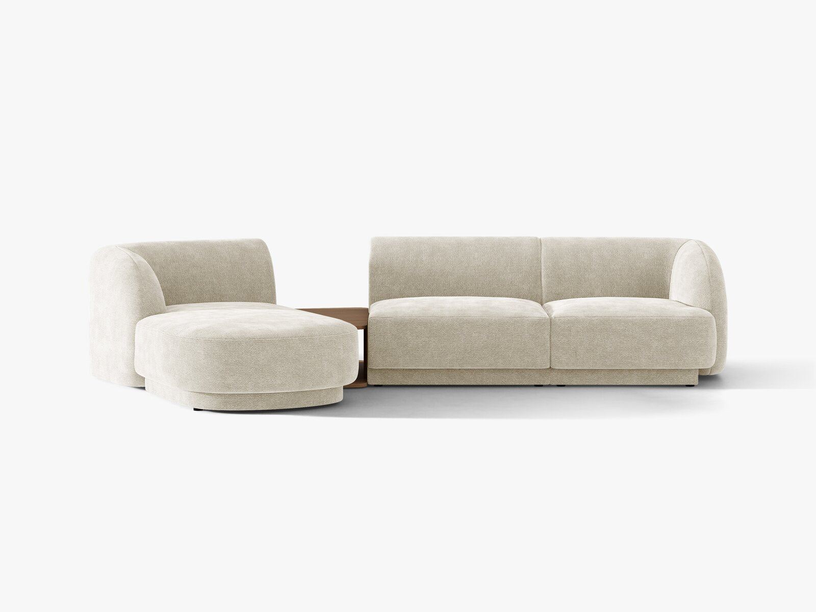 Micadoni Modulares Sofa Miley mit Recamiere 3-Sitzer Links Chenille Eden Helles Beige