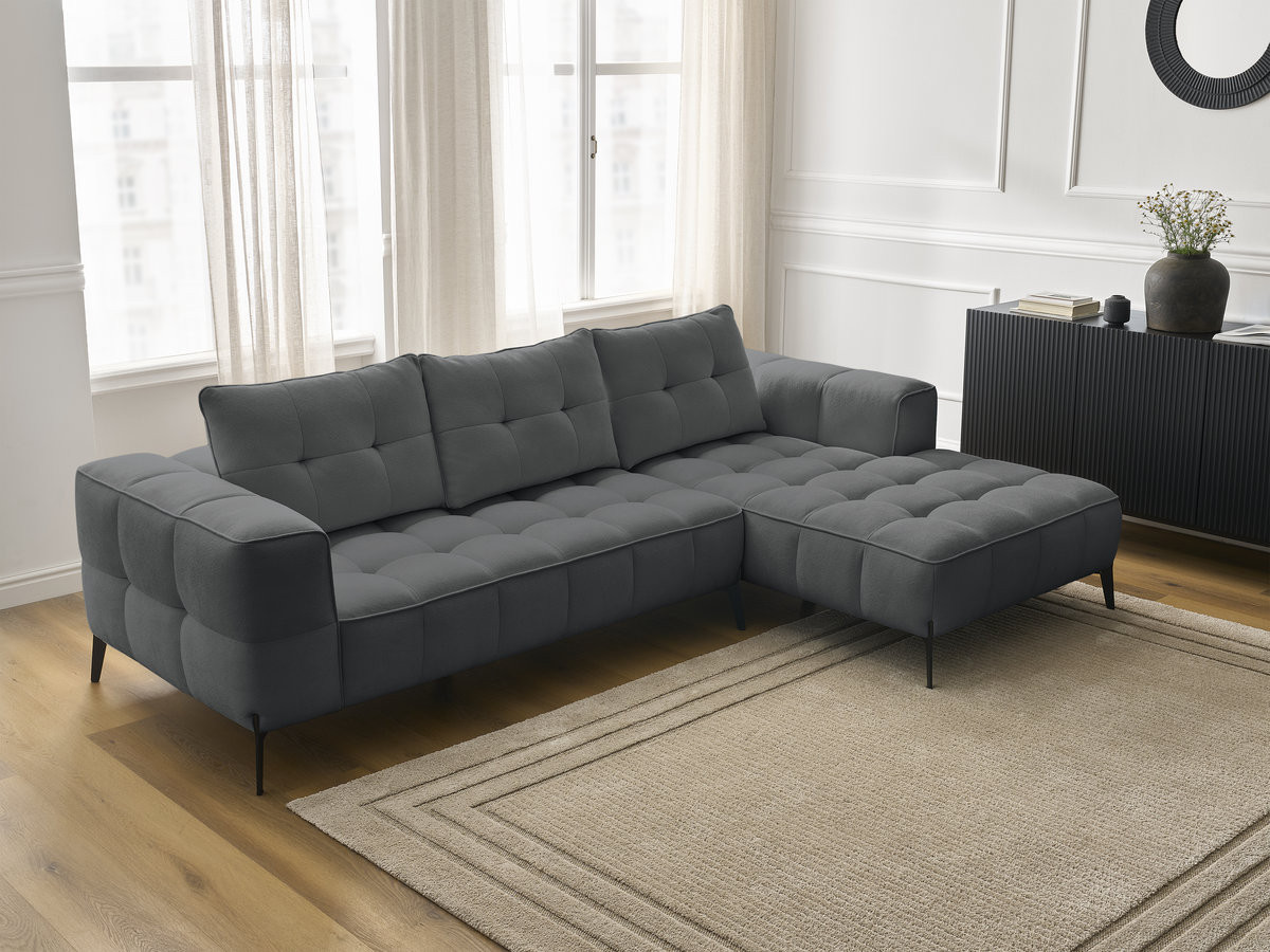 Bobochic Anis Ecksofa Strukturstoff Dunkelgrau Ecke rechts