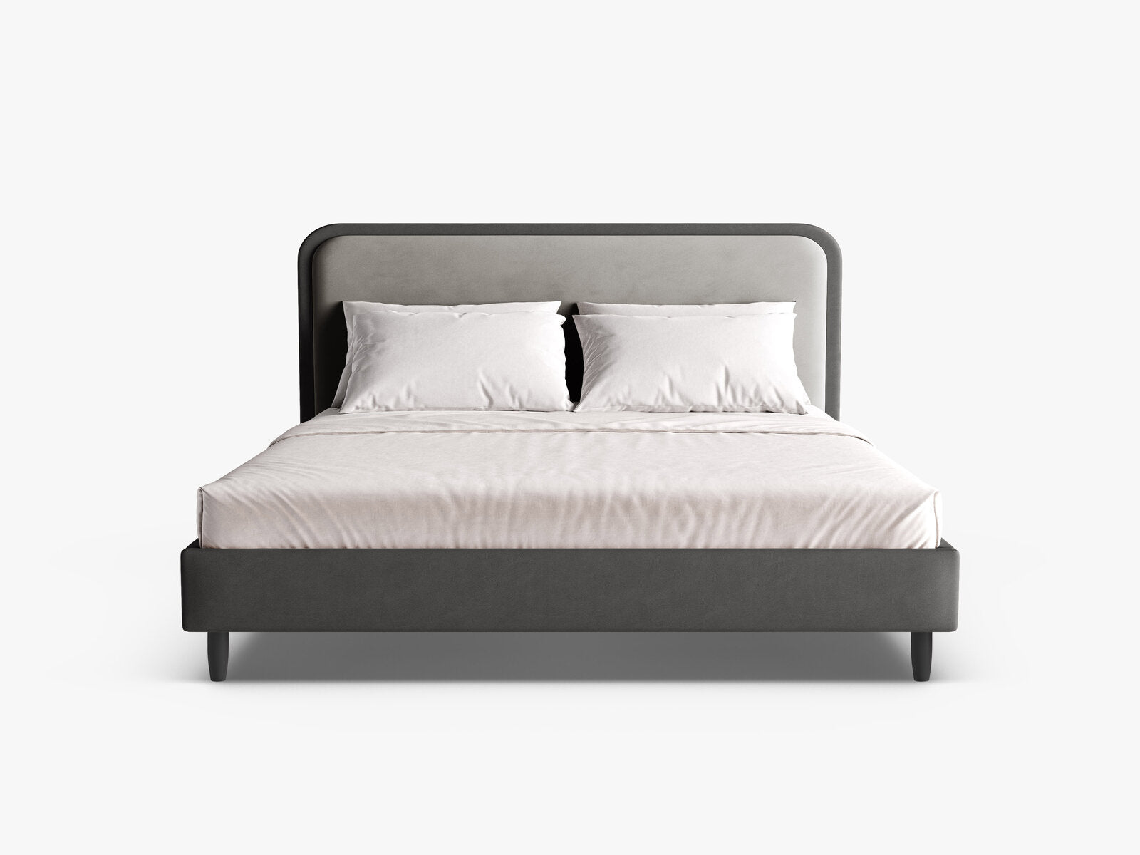 Micadoni Stauraumbett mit Kopfteil Aveline Samt Magic Velvet, Vegan-Leder Vega Dunkelgrau, Dunkelgrau 160x200