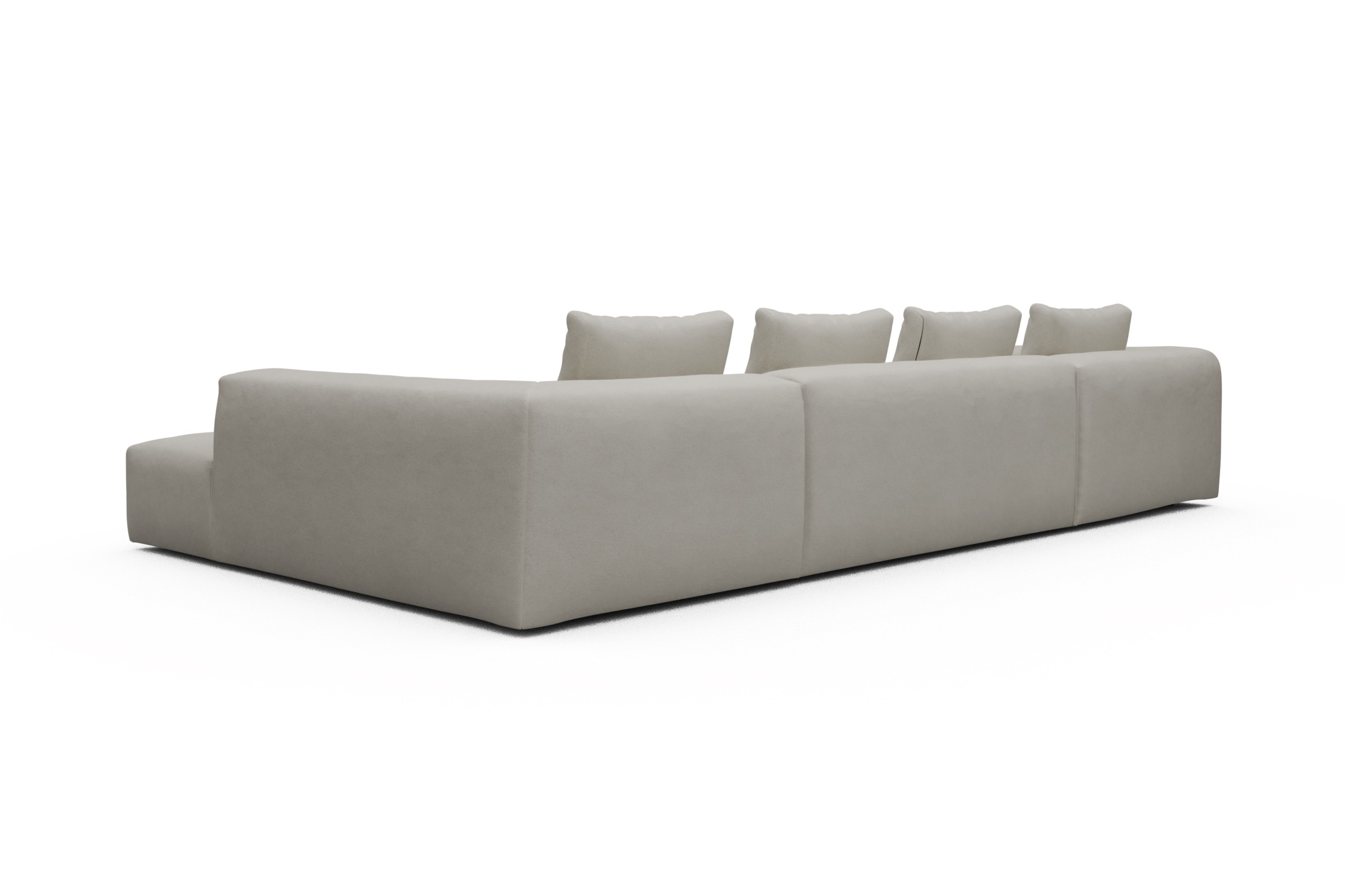Wohnlandschaft Fred Relax-Ecke rechts mit 2-Sitzer und Chaiselongue links Denari-Clean-Beige