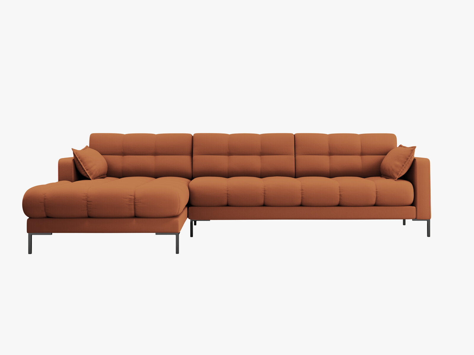 Micadoni Ecksofa Mamaia 5-Sitzer Links Strukturierter Stoff Neve Ziegel schwarze Beine