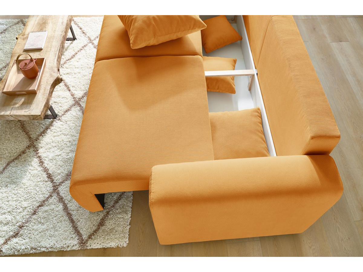 Bobochic Envy Schlafsofa 3-Sitzer mit Bettkasten Cordsamt Gelb