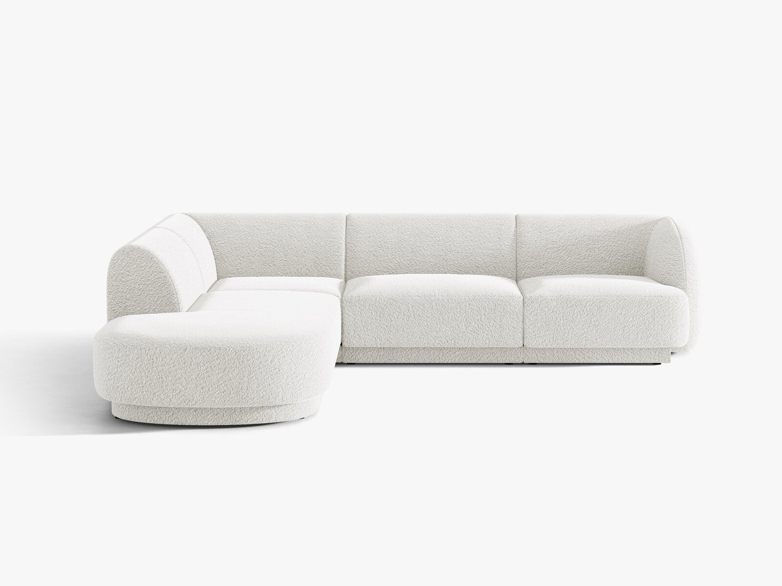 Micadoni Ecksofa Miley 6-Sitzer Links Boucle Baloo Weiß