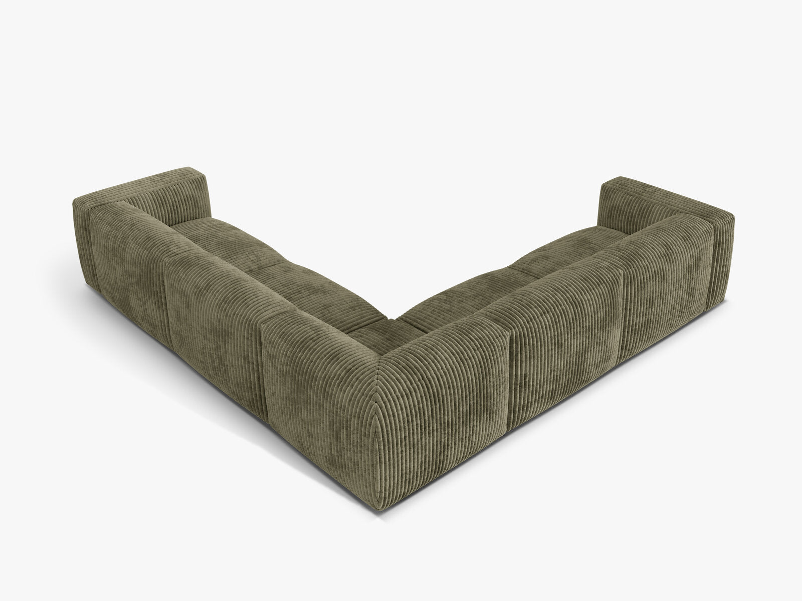 Micadoni modulares symmetrisches Ecksofa XL Martina 5-Sitzer Kord Tilia Moßgrün