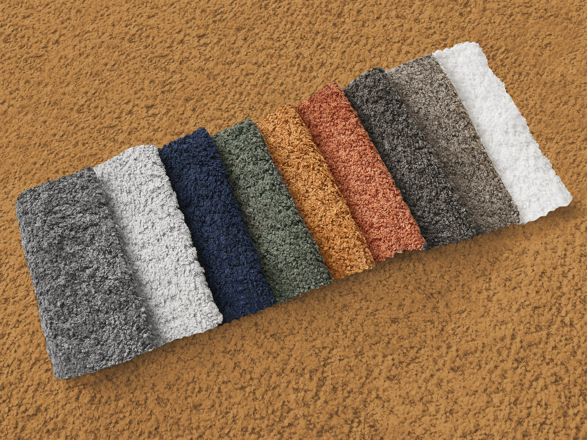 Bobochic Montaigne Ecksofa mit Schlaffunktion und Bettkasten 288 × 196 cm Bouclé-Stoff Gelb Ecke rechts