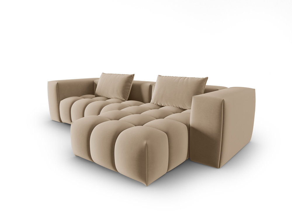 Cosmopolitan Design Ecksofa Verona 3-Sitzer Samt Casino Mandelbeige Rechts