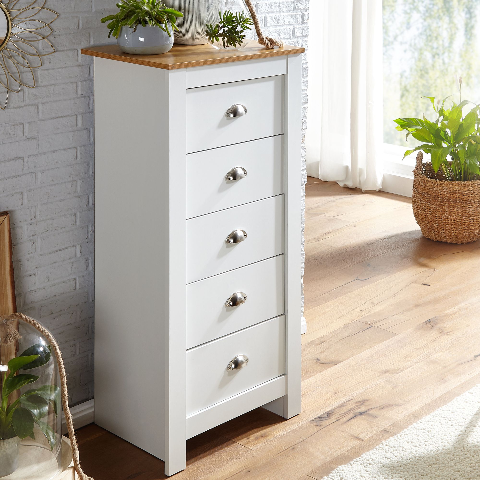 Kommode Breidavik Weiß 53 × 39 × 114 cm