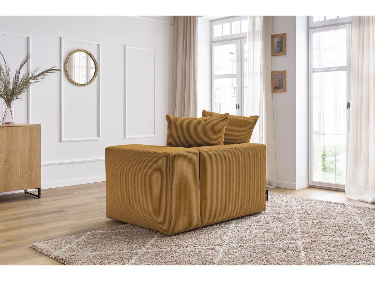 Bobochic Voltaire Sofamodul 1-Sitzer 130 × 100 cm Cordsamt Gelb Ecke rechts