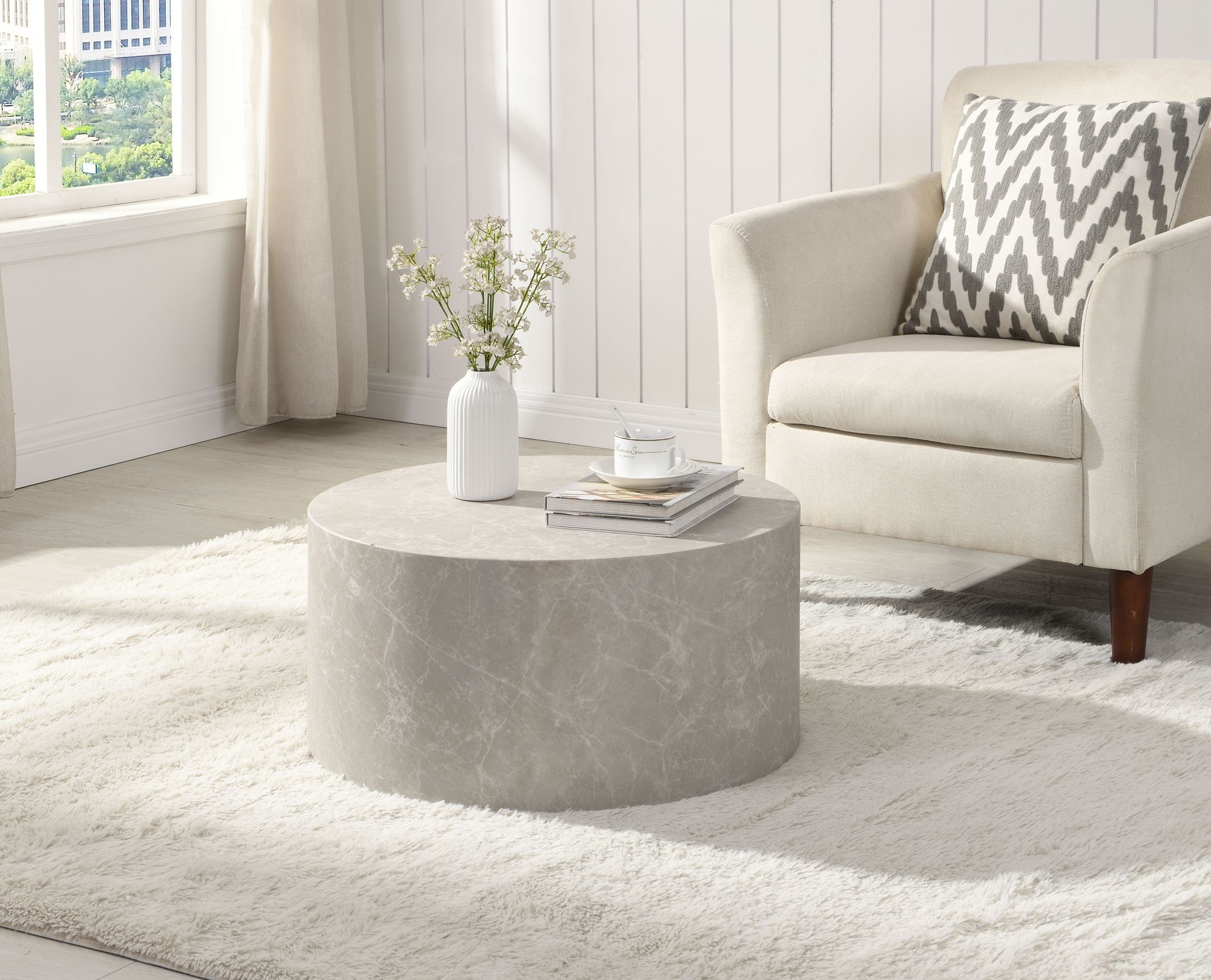 Couchtisch Alsen Beige Steinoptik Ø 60 cm