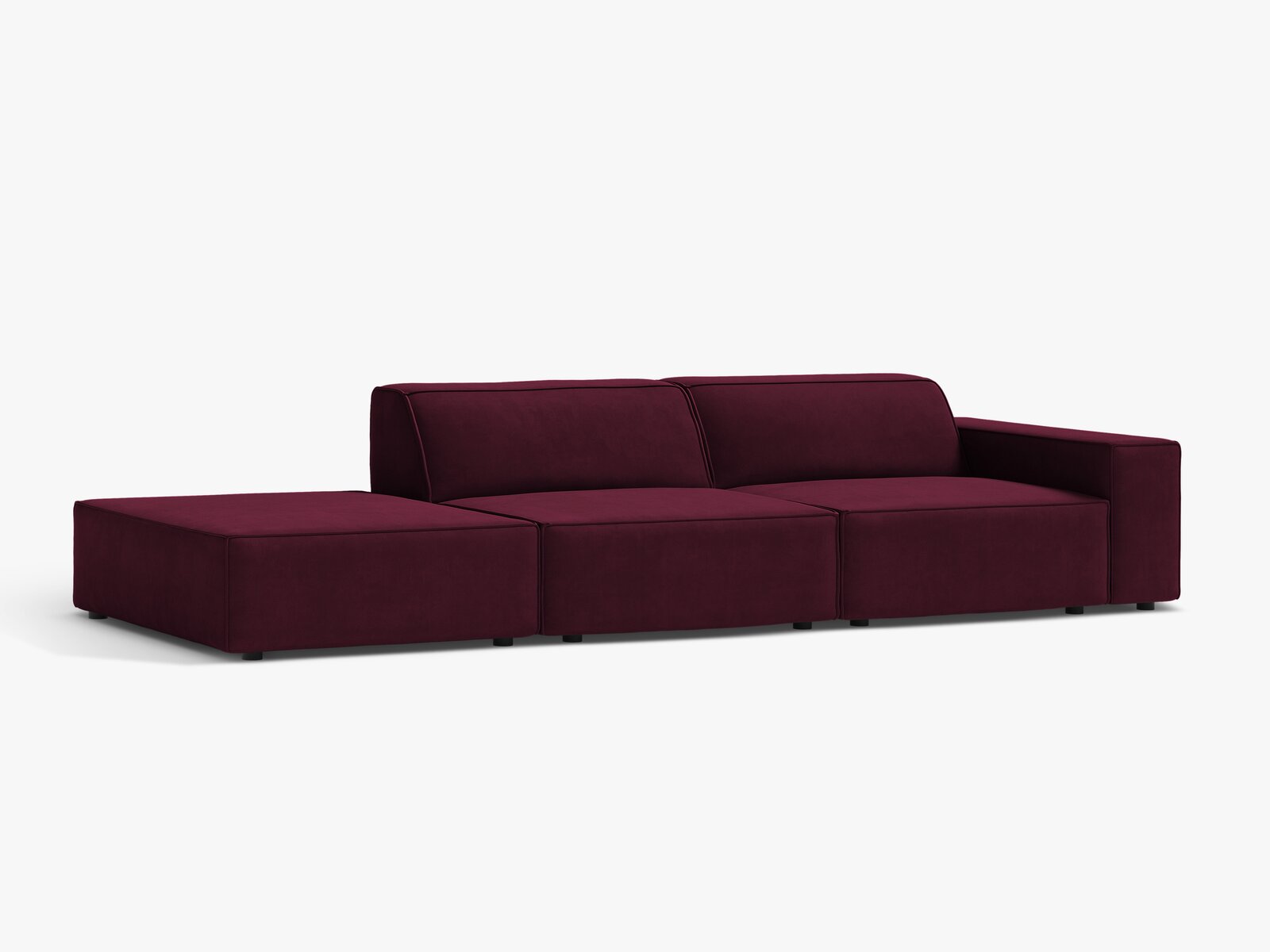 Micadoni Sofa Jodie 3-Sitzer Links Samt Venus Burgunder