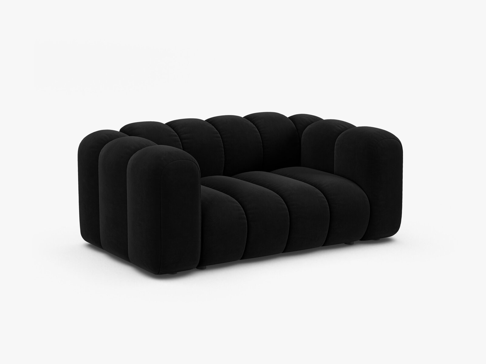 Micadoni Sofa Lupine 2-Sitzer kleine Version Samt Salvador Schwarz