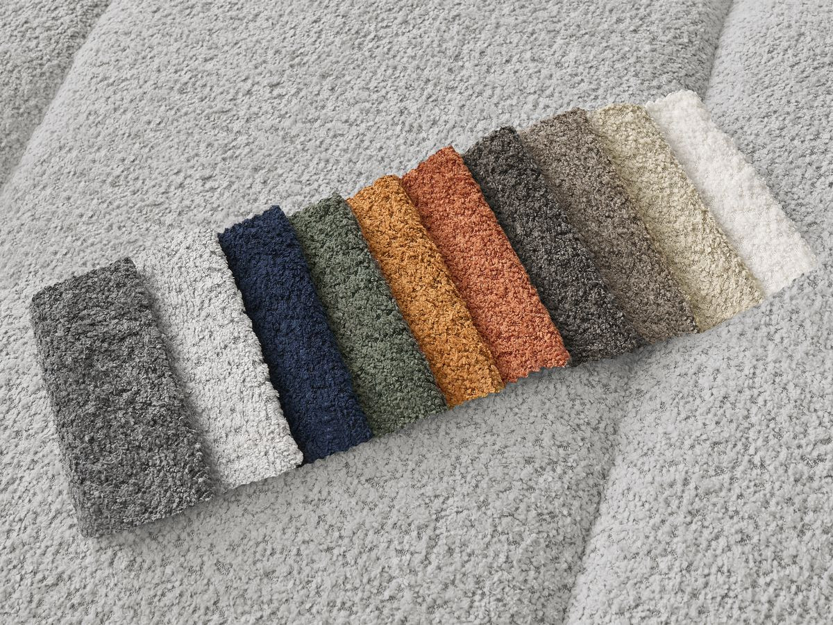 Bobochic Pamira Ecksofa mit Pouf Bouclé-Stoff Hellgrau Ecke links