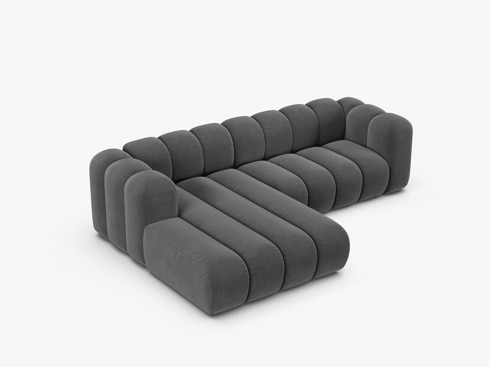 Micadoni Modulares Ecksofa Lupine 4-Sitzer mittelgroß Links Samt Venus Grau