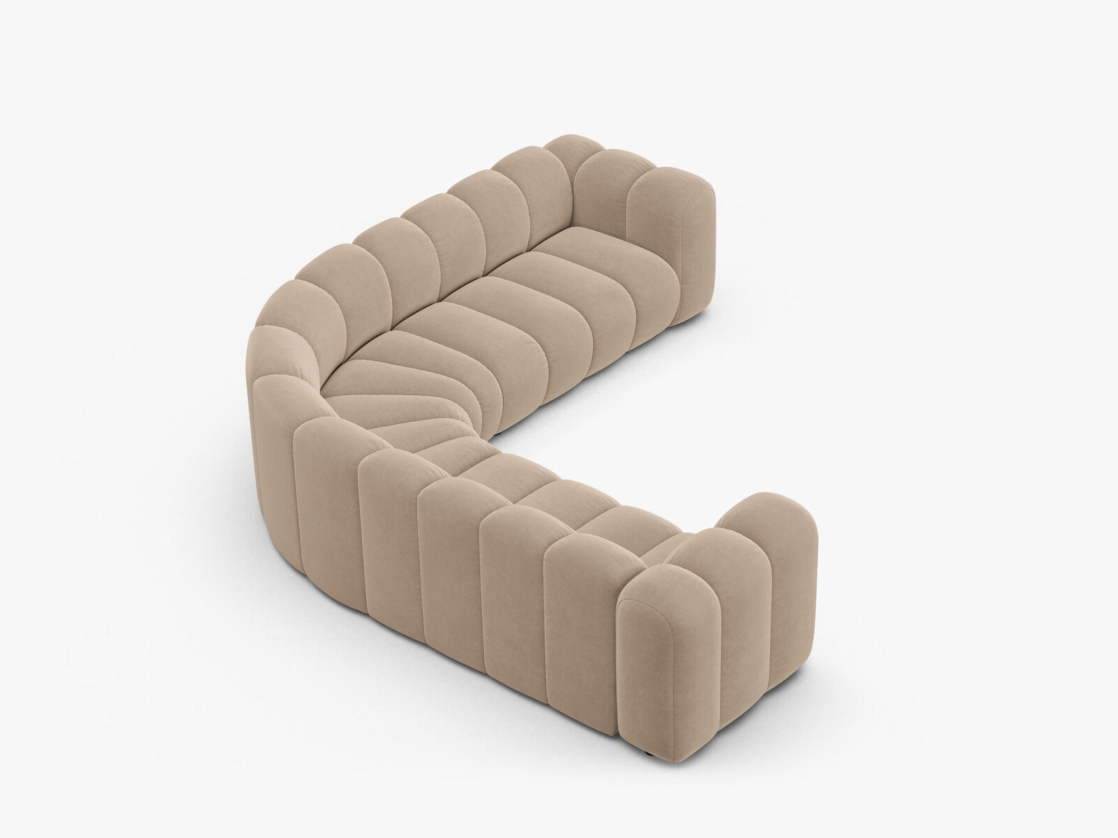 Micadoni symmetrisches Ecksofa Lupine 5-Sitzer mittelgroß Samt Venus Beige