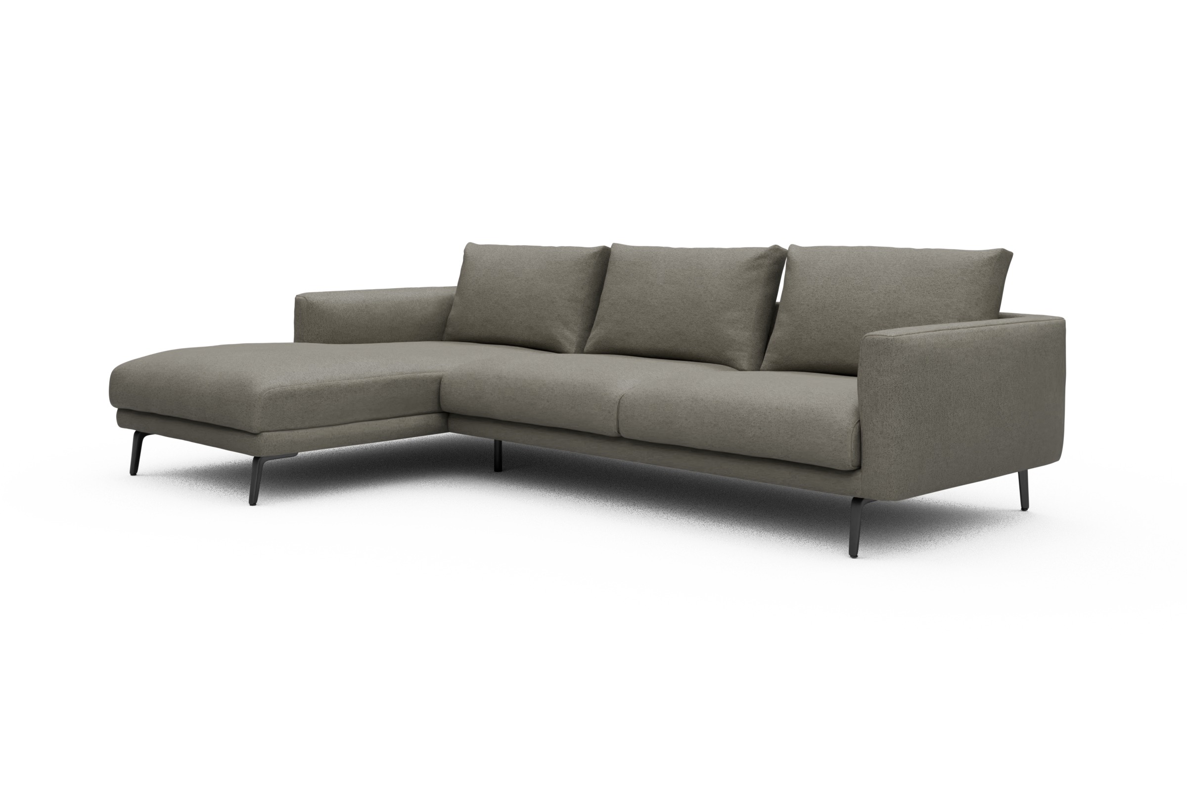 Ecksofa Karl Chaiselongue links mit 2,5-Sitzer Denari-Warm-Grey