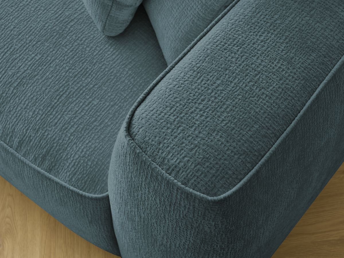 Bobochic Leopold Sofa 4-Sitzer mit Pouf Strukturstoff Dunkelblau Armlehne rechts