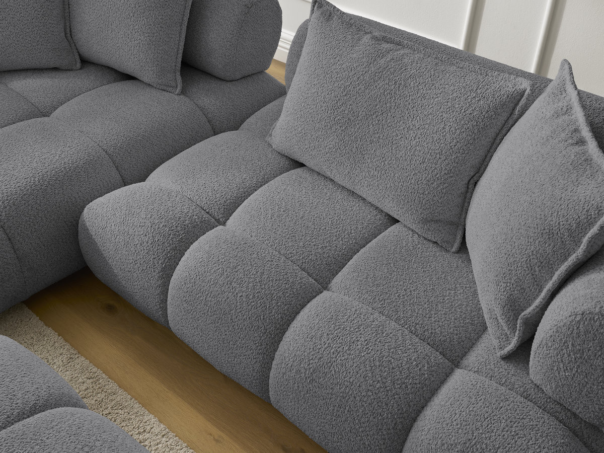 Bobochic Alya Ecksofa mit Pouf Bouclé-Stoff Dunkelgrau Ecke links