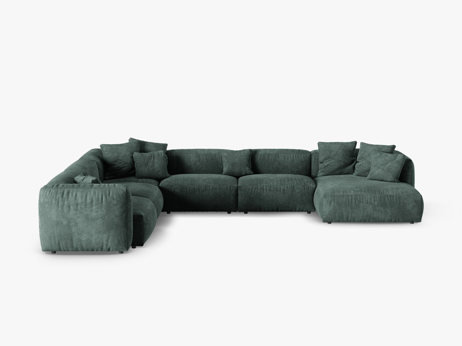 Micadoni modulares Ecksofa XL Martina 6-Sitzer 90cm Sitztiefe Links Samt Vogue Petrol